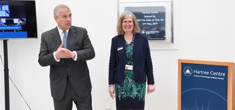 HRH the Duke of York, with Alison Kennedy, Director, Hartree Centre, at the official opening of the Hartree Centre Building