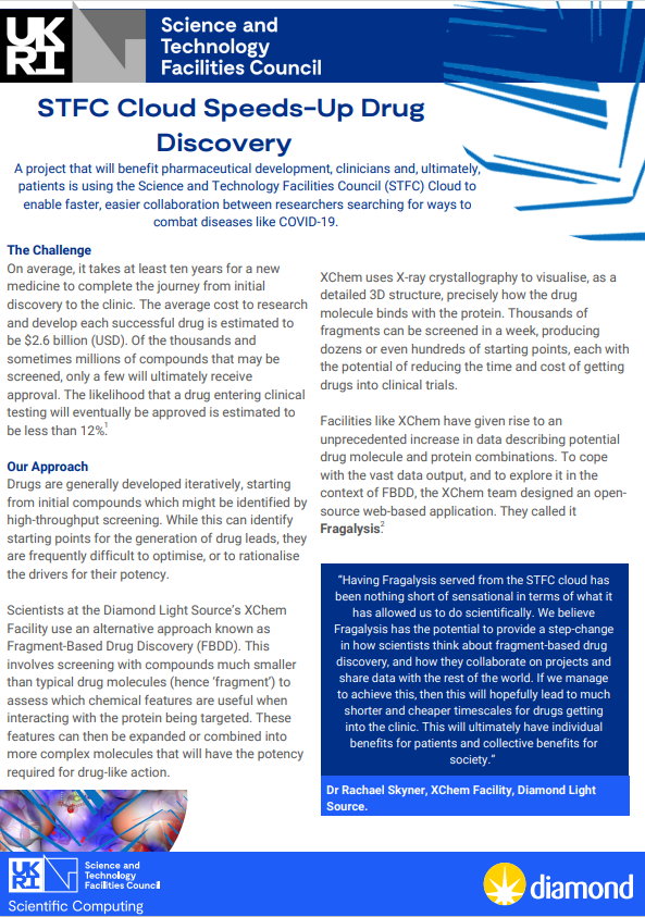 Screenshot of the first page of the case study: STFC Cloud Speeds-Up Drug Discovery