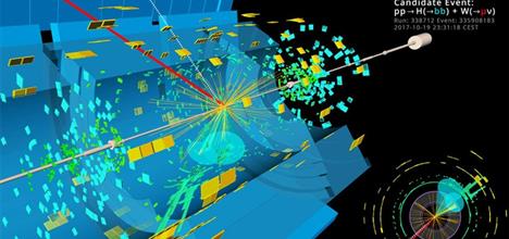 Detection of a candidate event display in the Large Hadron Collider at CERN