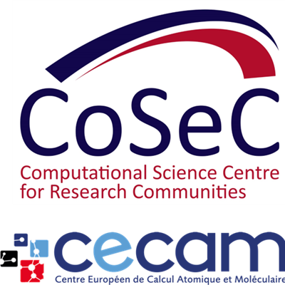 Logo of CoSeC above logo of CECAM