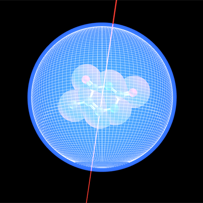 Grid around a molecular showing electron cloud representing Atomic, Molecular and Plasma Physics