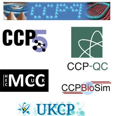Logos of CCP9, CCP5, UKCP, MCC, CCPBiosim and CCP-QC