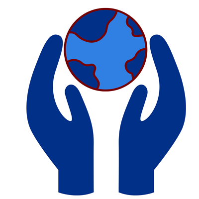 Icon of two hands holding the Earth representing environmental sustainability